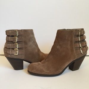 Sam Edelman Brown Suede 4 Buckle Ankle Boots.